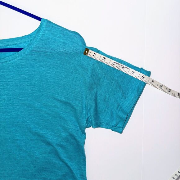 J.Crew 100% Linen Tee Shirt Turquoise Blue Short Cuffed Sleeves Breathable Top S - Picture 8 of 12